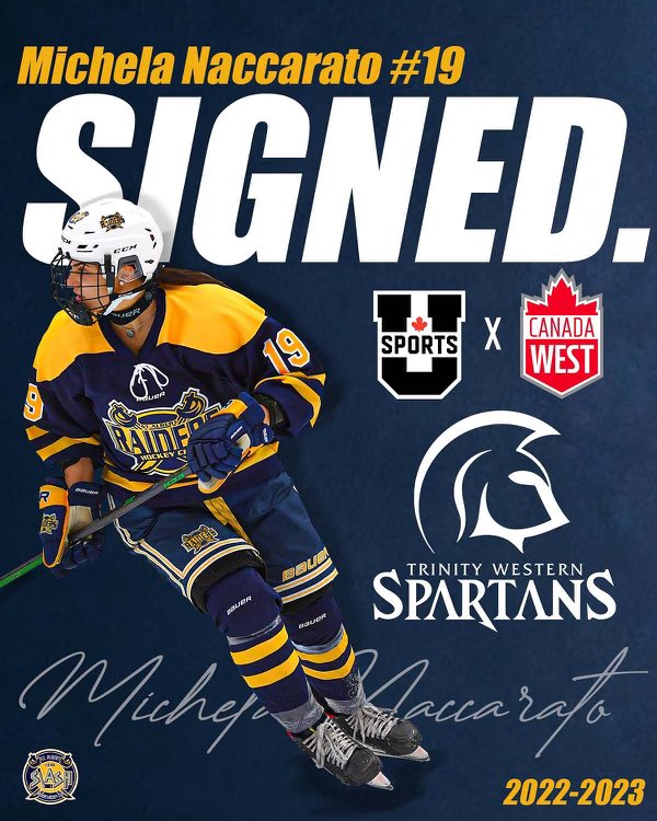 🚨SIGNING ALERT🚨 

Congratulations to our graduating forward <a href="/mic_naccarato/">Michela Naccarato</a> on signing with <a href="/TWUSpartansWHKY/">TWUWomensHockey</a> for the 2022-23 season!! So well deserved 

Your Slash family is very proud of you!

#BauerSlash #SigningAlert