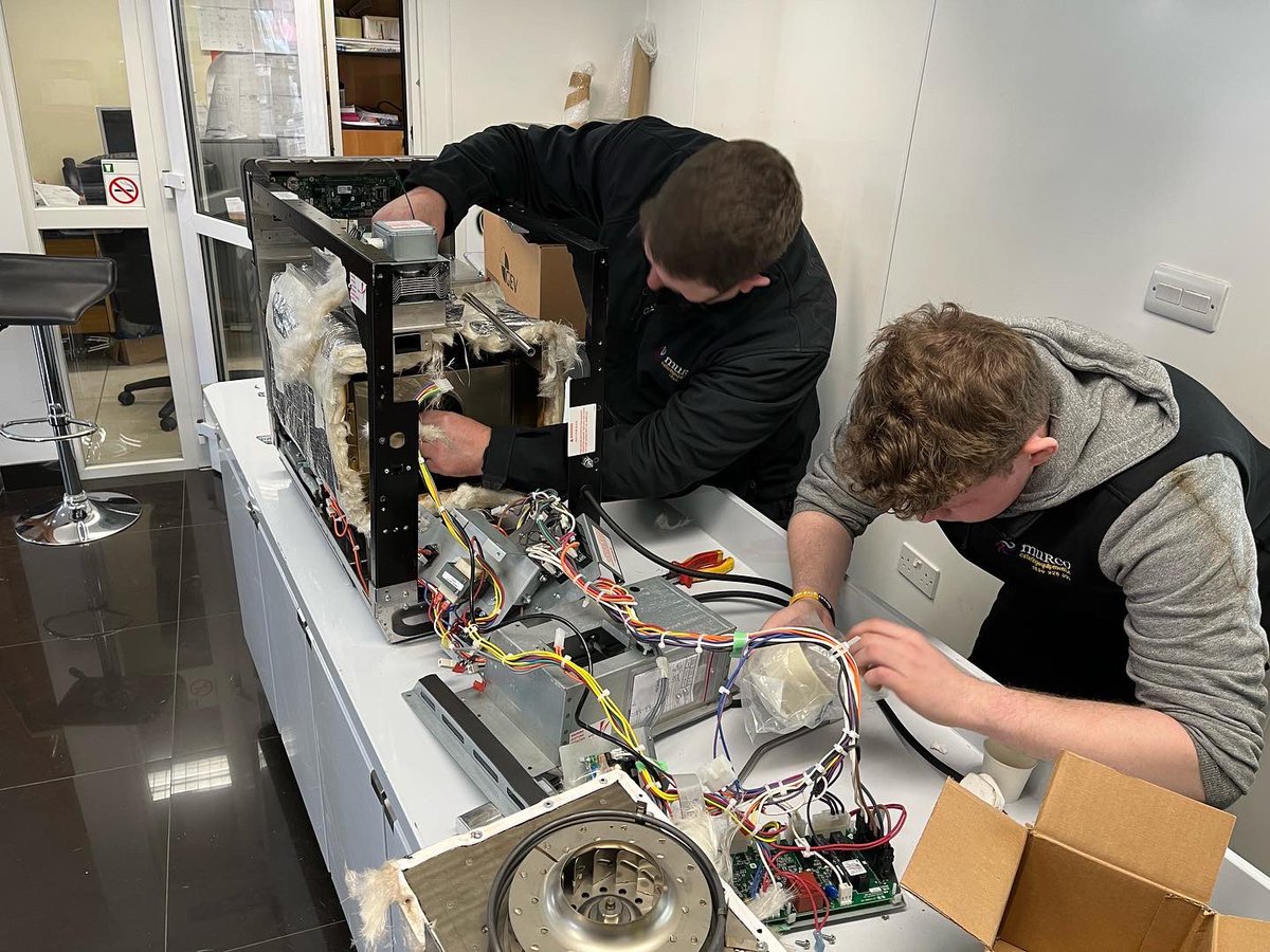 CaterEquipIRL's tweet photo. Staff training today on Xpresschef high speed ovens at our premises today. Important to us to keep fully up to date with servicing procedures on all equipment we supply. #xpresschef #murco #murcocatering #murcocateringequipment #highspeedoven https://t.co/p2TIMNj06o
