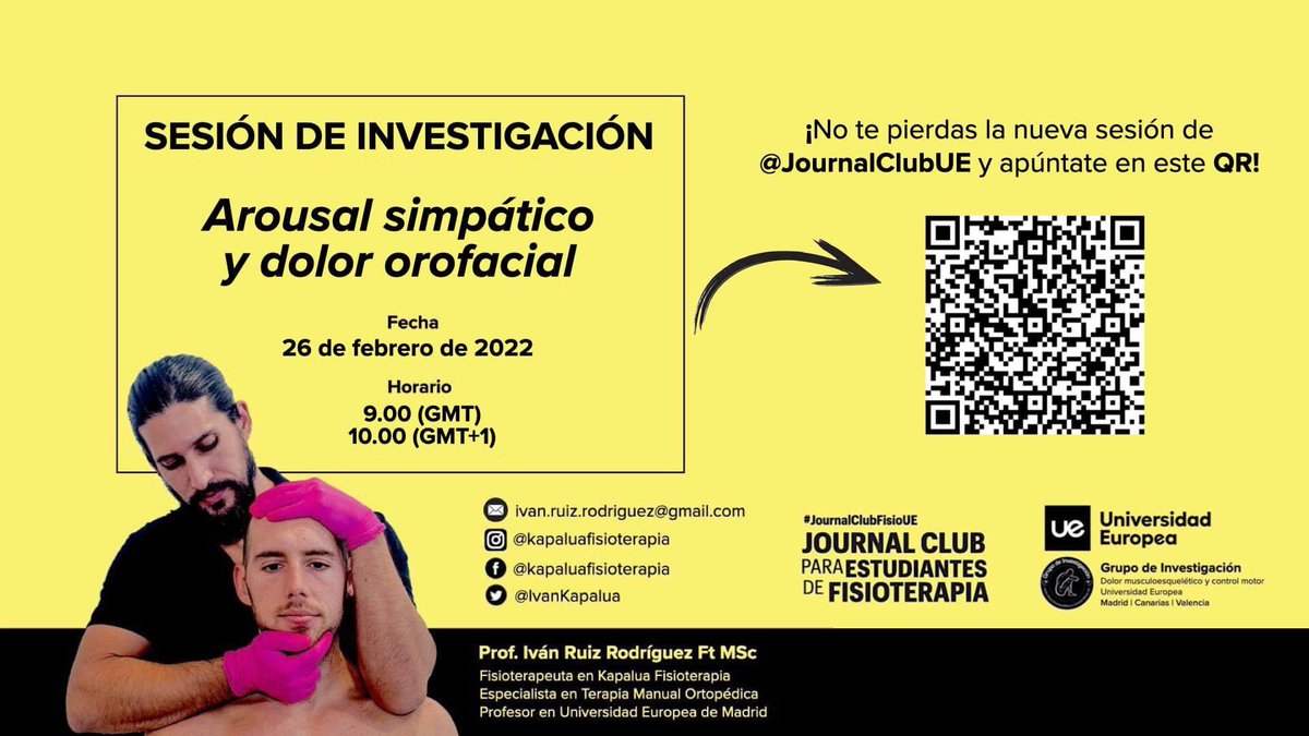 JournalClubUE's tweet photo. 🟨 𝗝𝗼𝘂𝗿𝗻𝗮𝗹 𝗖𝗹𝘂𝗯 𝗱𝗲 𝗙𝗶𝘀𝗶𝗼𝘁𝗲𝗿𝗮𝗽𝗶𝗮 | 𝗨𝗻𝗶𝘃𝗲𝗿𝘀𝗶𝗱𝗮𝗱 𝗘𝘂𝗿𝗼𝗽𝗲𝗮
👀 ꜱɪ ᴇʀᴇꜱ 👨🏻‍🎓 ᴇꜱᴛᴜᴅɪᴀɴᴛᴇ ᴅᴇ ɢʀᴀᴅᴏ ᴏ ᴘᴏꜱɢʀᴀᴅᴏ ᴅᴇ 🤲🏼 ꜰɪꜱɪᴏᴛᴇʀᴀᴘɪᴀ, ᴇʟ ᴄᴀꜱᴏ ᴄʟɪɴɪᴄᴏ ᴅᴇ ᴇꜱᴛᴇ ꜱᴀʙᴀᴅᴏ ᴛᴇ ɪɴᴛᴇʀᴇꜱᴀ. https://t.co/4QFvxSbT00