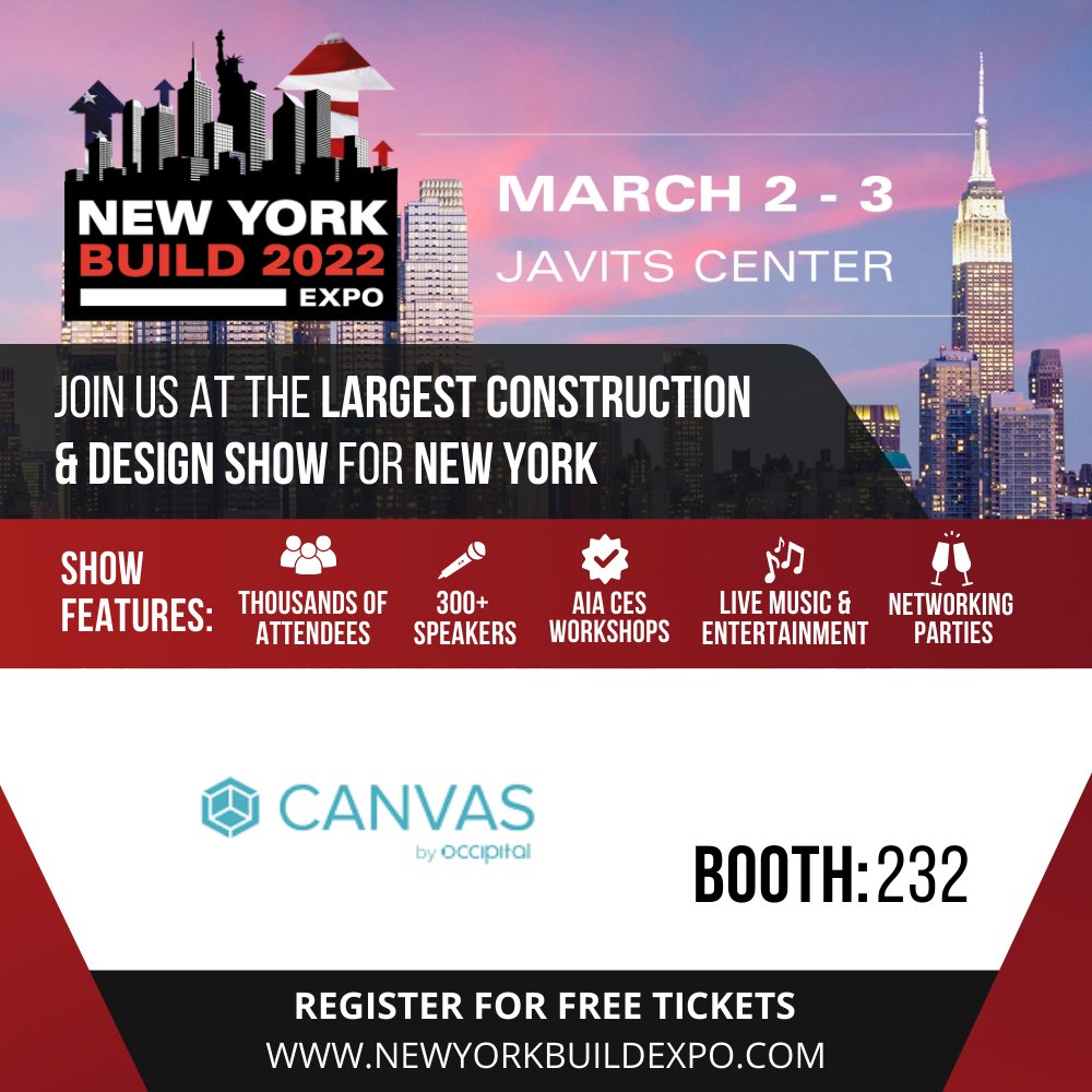 Canvas (@scannedbycanvas) on Twitter photo Next week, we're headed to the city that never sleeps, so don’t sleep on the opportunity to meet with us face-to-face. We’re offering demos of Canvas and $50 in Scan To CAD credit for anyone who comes by.
Get your free ticket to <a href="/NewYorkBuild/">New York Build Expo</a> here: newyorkbuildexpo.com/canvas Next week, we're headed to the city that never sleeps, so don’t sleep on the opportunity to meet with us face-to-face. We’re offering demos of Canvas and $50 in Scan To CAD credit for anyone who comes by.
Get your free ticket to <a href="/NewYorkBuild/">New York Build Expo</a> here: newyorkbuildexpo.com/canvas