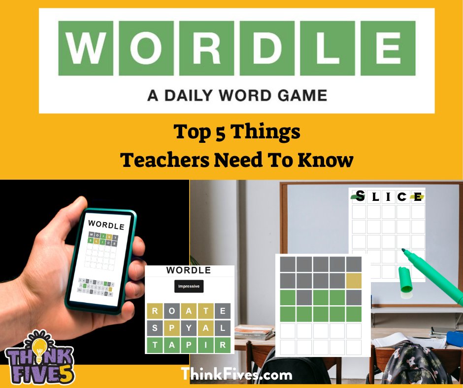 ThinkFives's tweet photo. Have you completed today's Wordle? For those of you who are up for the daily challenge but want some helpful tips, check this out ➡ https://t.co/pfRkZ5dSKV
Do you have any tips to share? 👇
#wordle #wordlechallenge #dailywordgame #wordpuzzles #teacherresources #wordletips https://t.co/Bp22qxGPIr