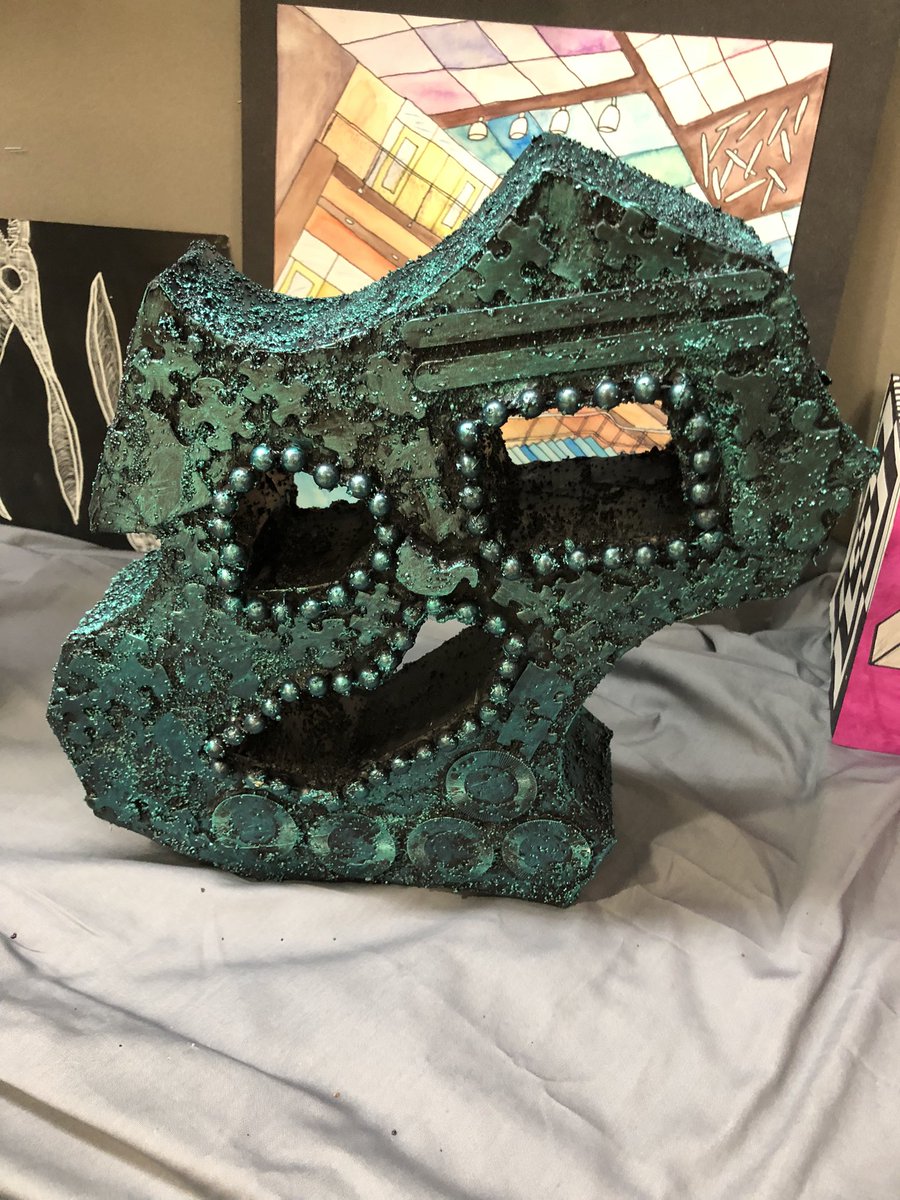 gmsnelsonart's tweet photo. GMS art rocking the cereal box sculpture! @Griffin_MS 8th grade Art I https://t.co/3YMHrI6CRk