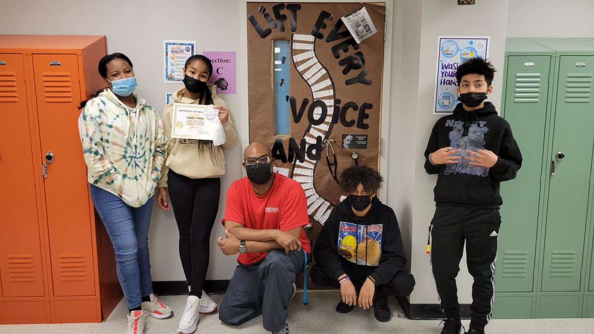 KRadday's tweet photo. MEC students and staff celebrate BHM, Congrats Door Decorating Contest Winners. Thank you to @KyriaJoseph for sponsoring the event! https://t.co/KkaJMnzmyC