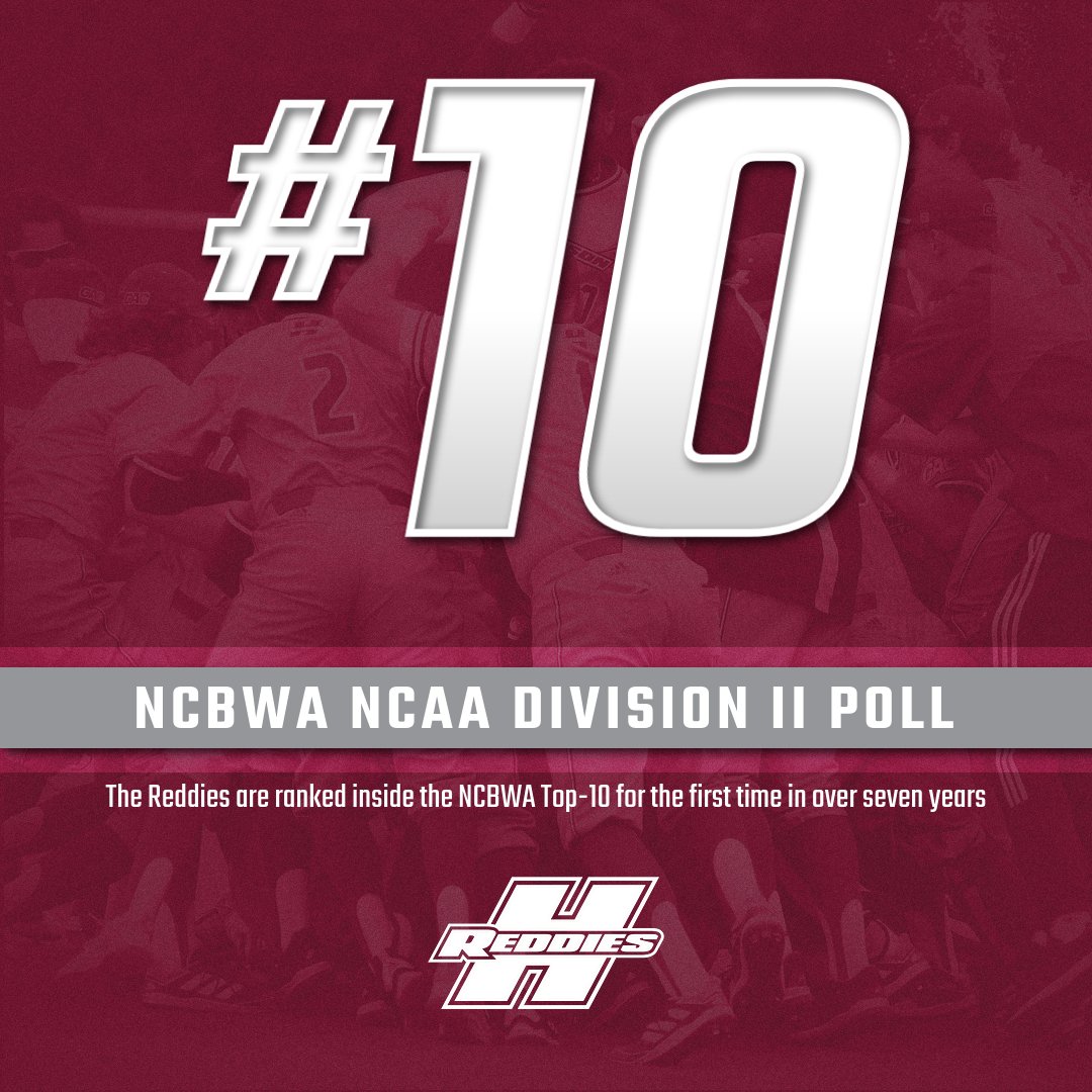 𝙏𝙊𝙋-𝙏𝙀𝙉 ‼️

The Reddies jumped up eight spots in the latest <a href="/NCBWA/">NCBWA</a> DII Top-25 Poll and are now No. 🔟 nationally! 📈

Henderson is the only <a href="/NCAADII/">NCAA Division II</a> team with 11+ wins that is still undefeated this season 🔥

📝 - bit.ly/36u5H5b

#NoMereBeast