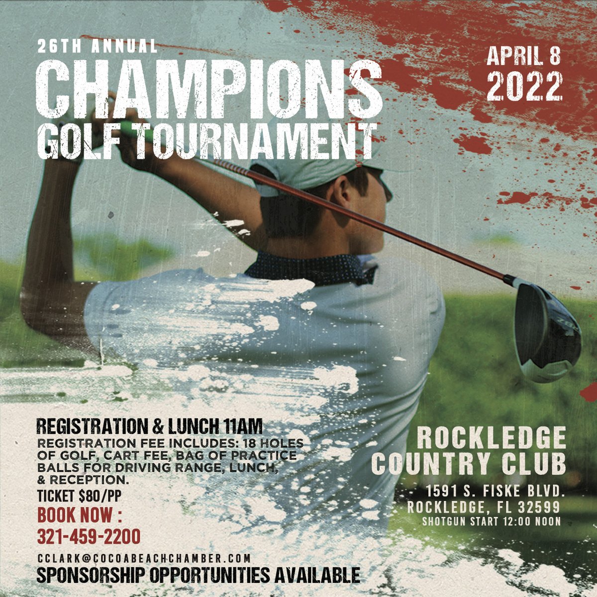 SIGN UP NOW: The 26th Annual Champions Golf Tournament at Rockledge Country Club. Sponsorship opportunities available.
#charity #golf #golftournament #chamberofcommerce #community #chambergolf #smallbusiness #commerce #local #networking #shoplocal #businessowner