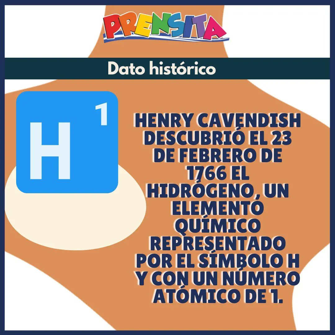 prensita's tweet photo. El hidrógeno es el elemento químico más ligero y es, también, el elemento más abundante, constituyendo aproximadamente el 75% de la materia del universo. ¿Ya conoces quién lo descubrió? 👨🔬
#hidrogeno #hydrogen #descubrumiento #químico #elementoquimico #cavendish #henrycavendish https://t.co/Mjp2vDFQq3