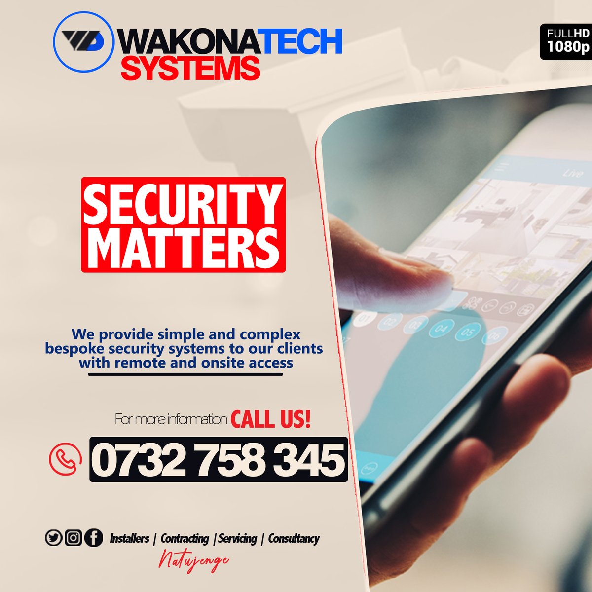 Wakonatech's tweet photo. Enjoy timely and effective monitoring with our bespoke CCTV security systems today.

Talk to us today 
📞 (+254) 732 758 345
📧wakonatech@gmail.com

#cctvinstallation #systemInstallers   
#TechConsultantsKenya https://t.co/C1VeiAdK8G