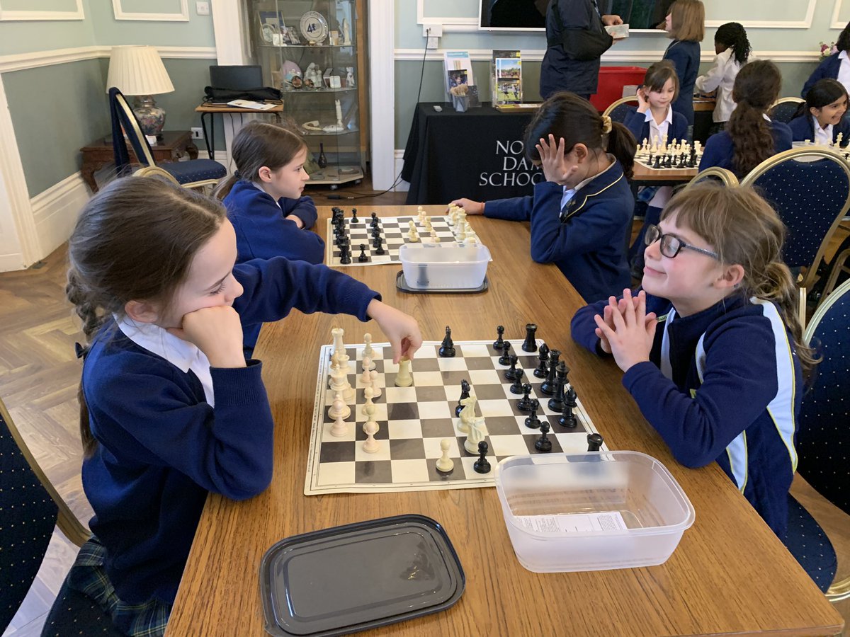 NotreDameCobham's tweet photo. Great to see the girls exploring strategy options at #ChessClub tonight. Pins, forks and skewers! Winning and learning. #resiliance #competition #reflection #analysis #criticalthinking #evaluation #collaboration #rulesofthumb #concentration #conpanionship #curiosity โ๐ค https://t.co/deKMgKImTL
