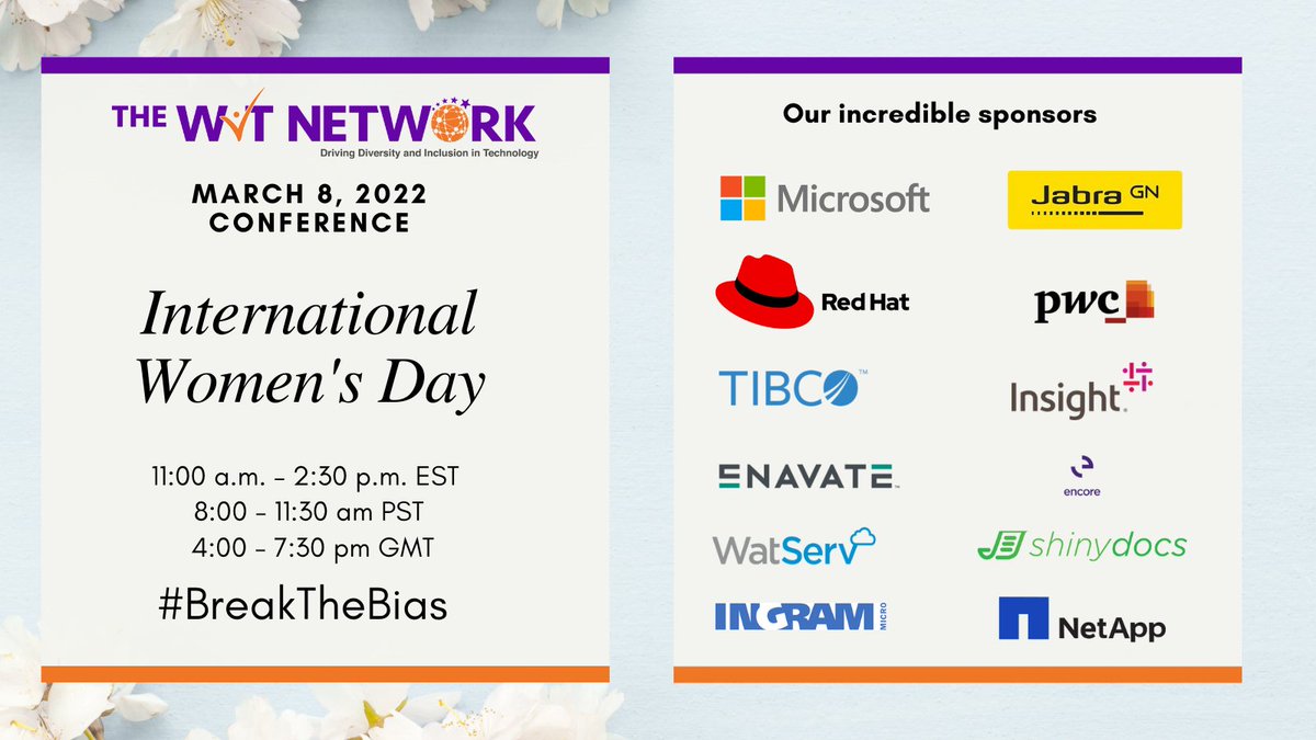 TheWITNetwork's tweet photo. The event we look forward to the most is upon us: our International Women’s Day Conference is coming up on March 8. This year, we will #BreakTheBias together!

Register here: https://t.co/zWKoYayizR 

#IWD2022 #TheWITNetwork #WomeninTech #WomeninBiz #WomeninSTEM https://t.co/sf1jii0FDg