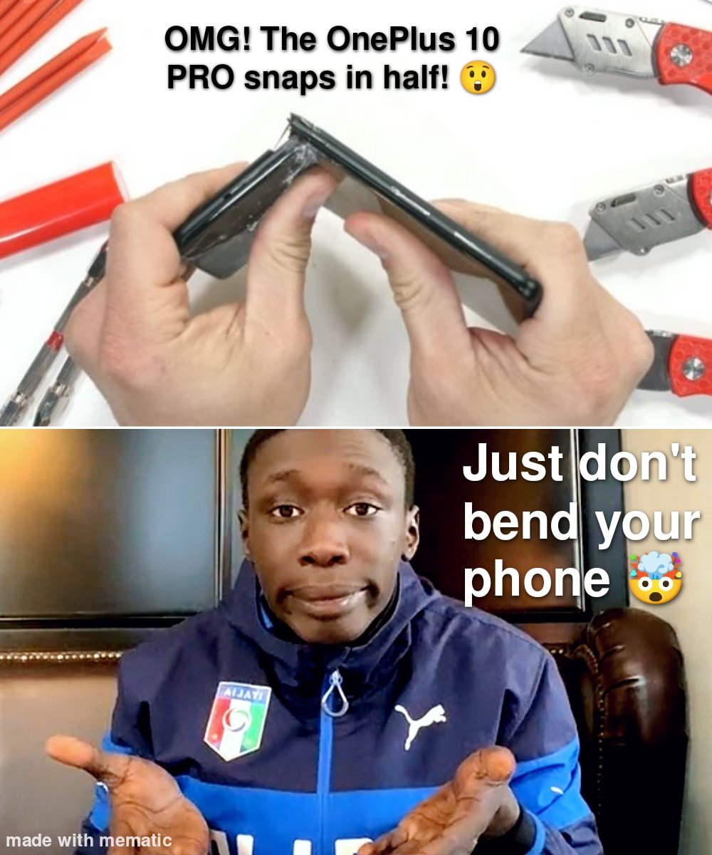 This should be @oneplus official response to @ZacksJerryRig durability test lol @KhabyLame #durability #test #oneplus10pro #bendgate #simple #solution #zhabylame #dontbendyourphone #lol