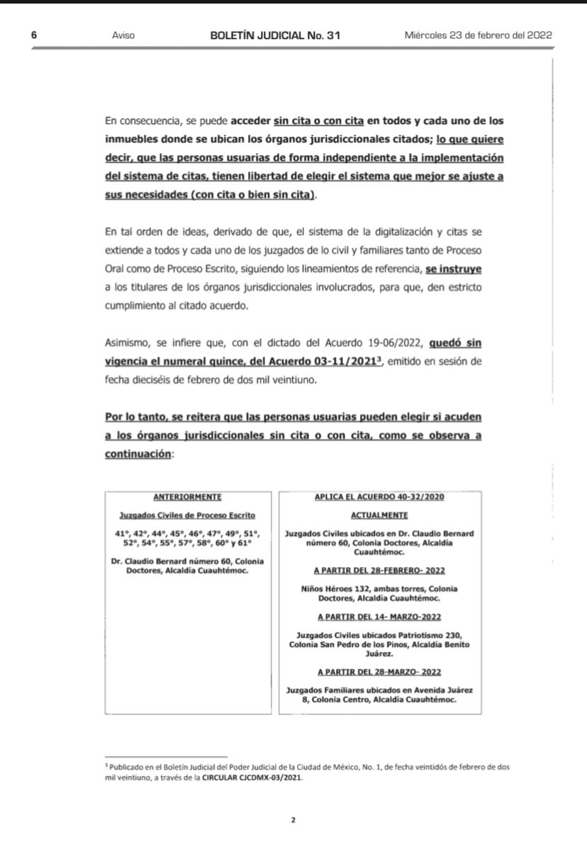 PJCDMX's tweet photo. #PorSiTeLoPerdiste Las y los integrantes del #CJCDMX determinaron precisar el Acuerdo 06-08/2022 . Lee la información completa en el Boletín Judicial: https://t.co/qlAtsoDCSv https://t.co/2mNNiz70Ju