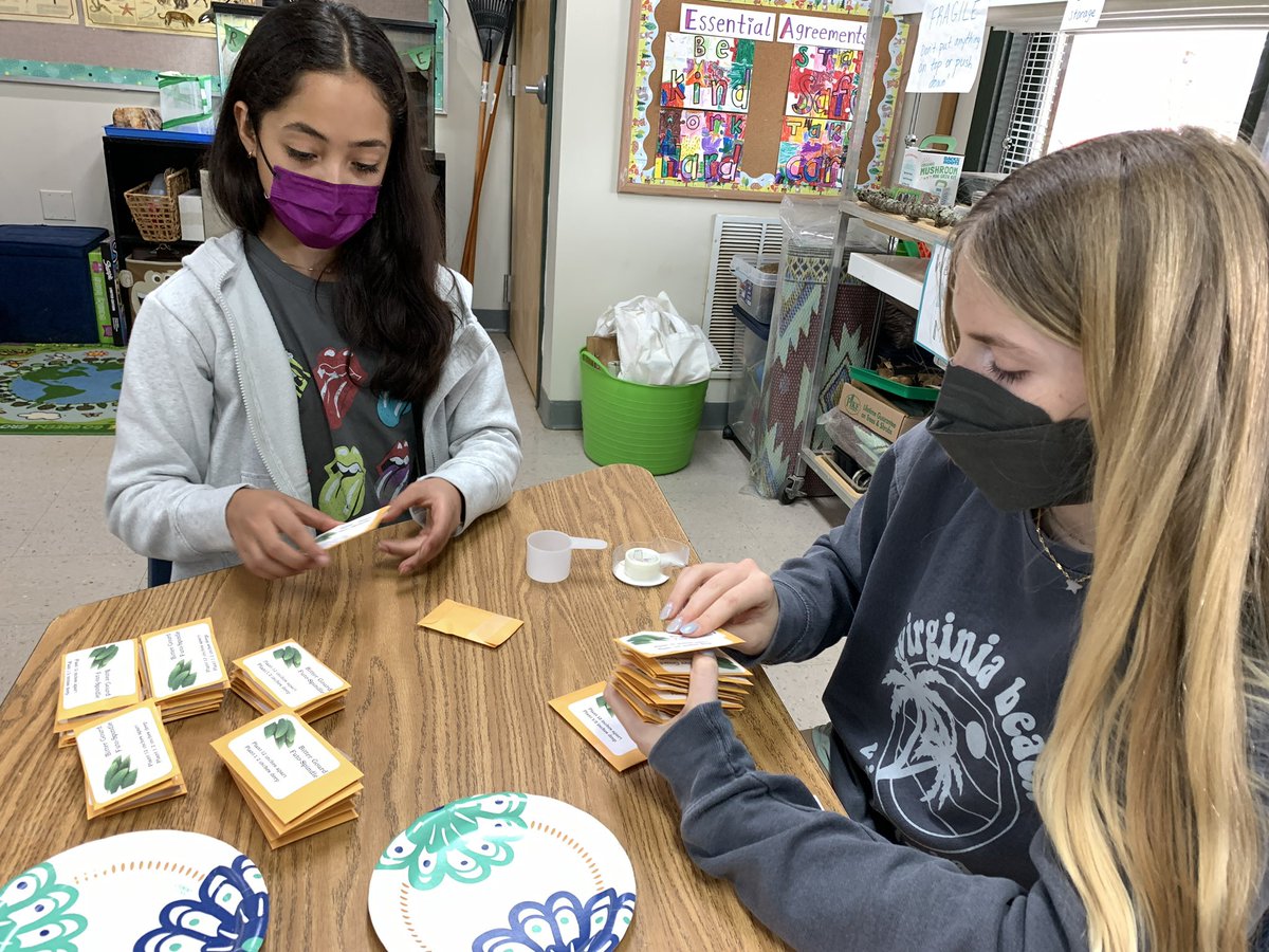 TechTeacherBerg's tweet photo. Today @HighMeadowsGA the SOS Projects class helped sort SOOO many seeds for @globalgrowers spring planting. We packaged a variety of beans, tomatoes, &amp; very tiny eggplant seeds! Check out the incredible work they do to support a network of diverse growers. https://t.co/SQaDvaNhw0