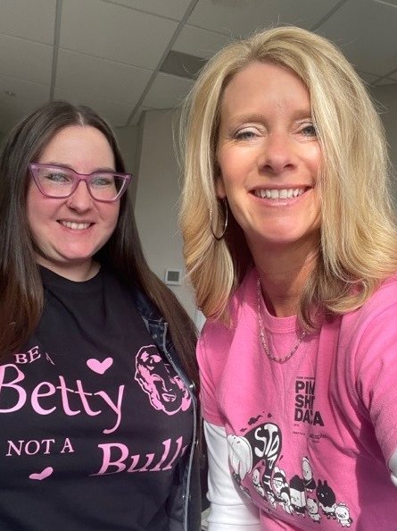 Please join Shayla and I here at CUPE Local 458 in recognizing Pink Shirt Day and be part of a movement to stop bullying entirely. #PinkShirtDay #BeKind