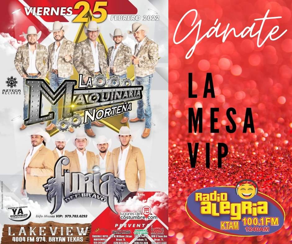 ¡Llama cuando el locutor lo indiqué para ganarte la mesa VIP!⭐️
#RadioAlegria 🎶
📱 (979)776-5826