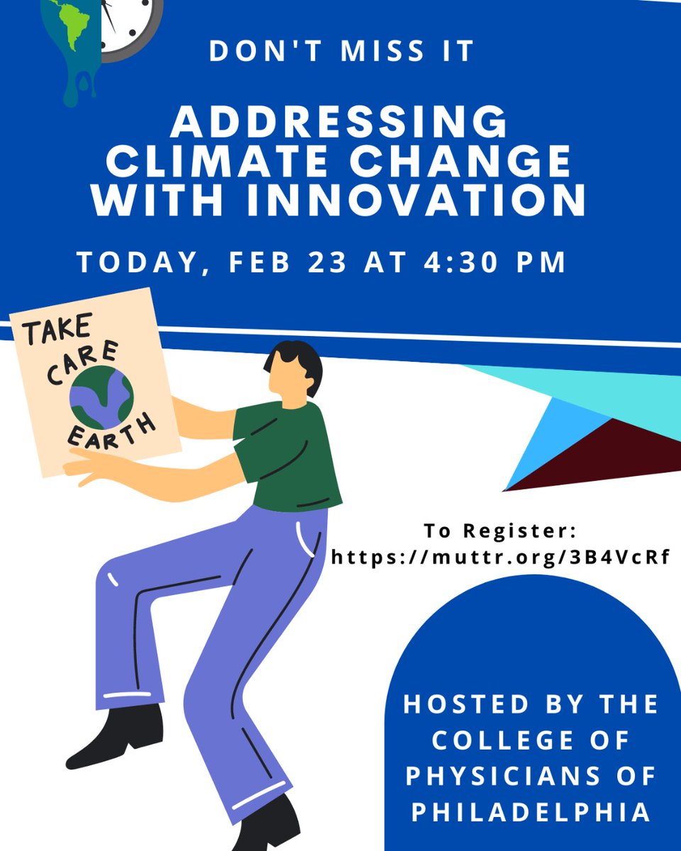Don't miss this event tonight with the College of Physicians of Philadelphia. The speakers include Christine Knapp and Ariella Maron who will highlight innovation that impacts public health, focusing on enviromental justice and health equity.
