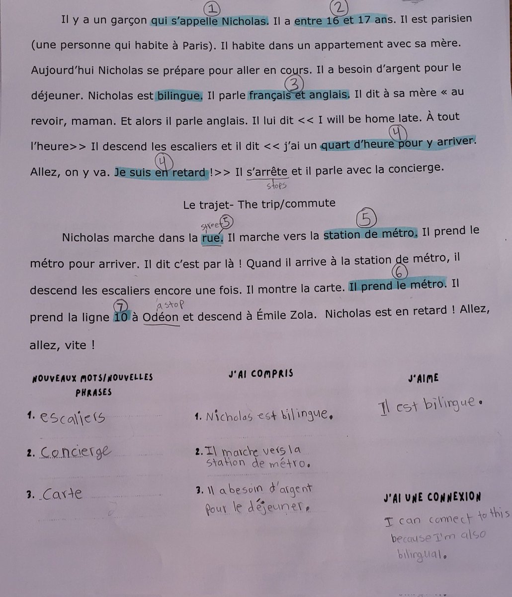 Video previewing activity Read and📝 down new words or phrases, 3 things they understood, something  they liked and one 🔗 with the text. Inspired by <a href="/MartinaBex/">Martina Bex</a>  annotation walk activity. Then I asked questions in the TL and ss highlighted the answers to the ❓s. <a href="/Lancers_LBUSD/">Lakewood High School</a>