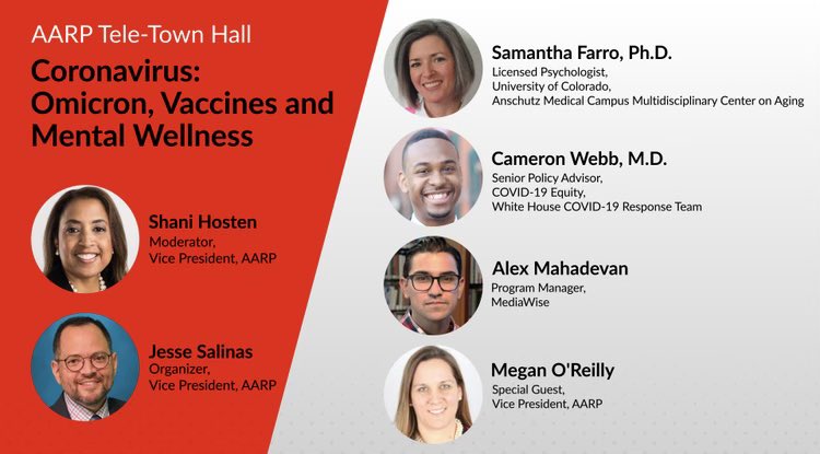 2shanihosten's tweet photo. Friendly Wellness Wednesday reminder from a recent @aarp Tele-Town Hall discussion. Great to moderate the conversation with trusted expert panelists sharing timely information on the pandemic and mental wellness. Recording at https://t.co/Wx51d2ypOB https://t.co/t9ZvOn6Wy0