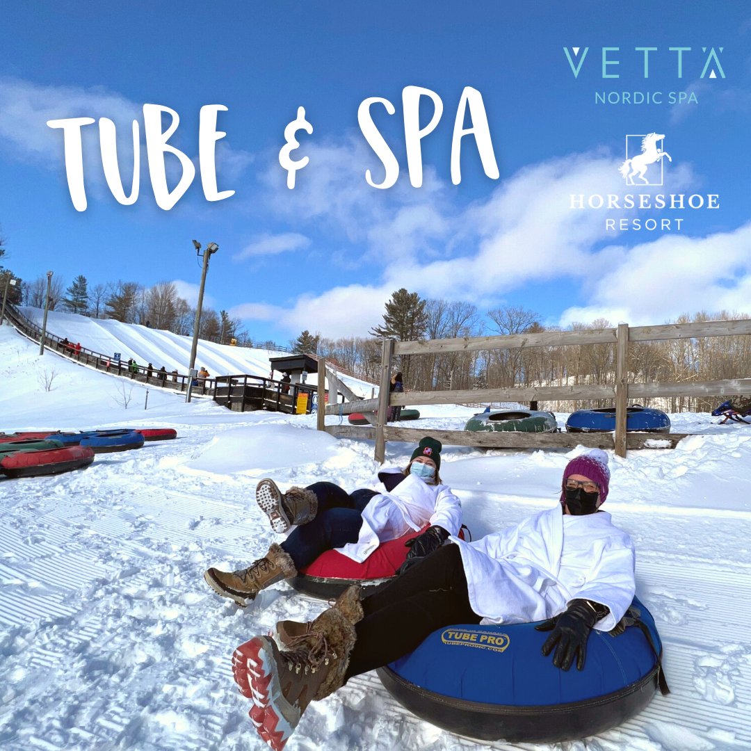 HorseshoeResort's tweet photo. Take a midweek day trip to Horseshoe Valley! Enjoy two hours of tubing at Horseshoe Resort and a Day Pass to Vettä Nordic Spa with our Tube &amp; Spa Special!

This offer is available for a limited time!
Learn More: https://t.co/zf7jnHuTjz https://t.co/3DFRe7qUnG