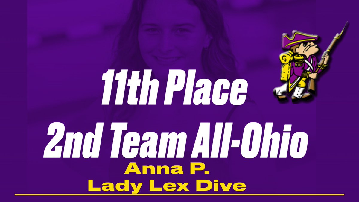 Way to go Anna P!!!!

The Purple &amp; Gold could not be more proud of how you finished your diving career here at Lex. 

Great job today at the State Dive Meet!!