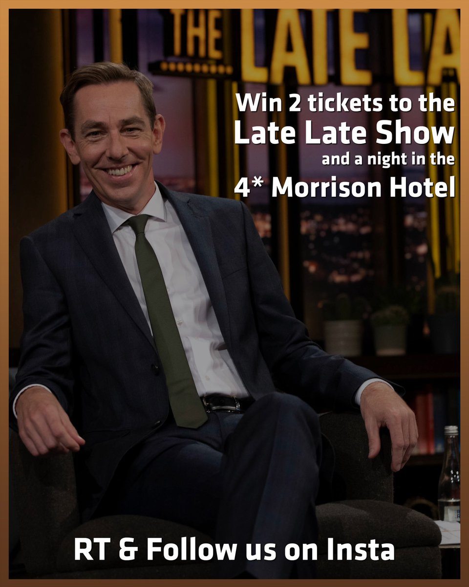 We want to bring you and a friend to see us live in studio on Friday March 4th. 

You’ll also enjoy a night for two at the 4* <a href="/morrisondublin/">Morrison Hotel</a> Hotel, on Dublin’s Ormond Quay.

To win:

📺 RT this post
📺 FOLLOW us on Insta

instagram.com/p/CaVRNn0siuu

#LateLate