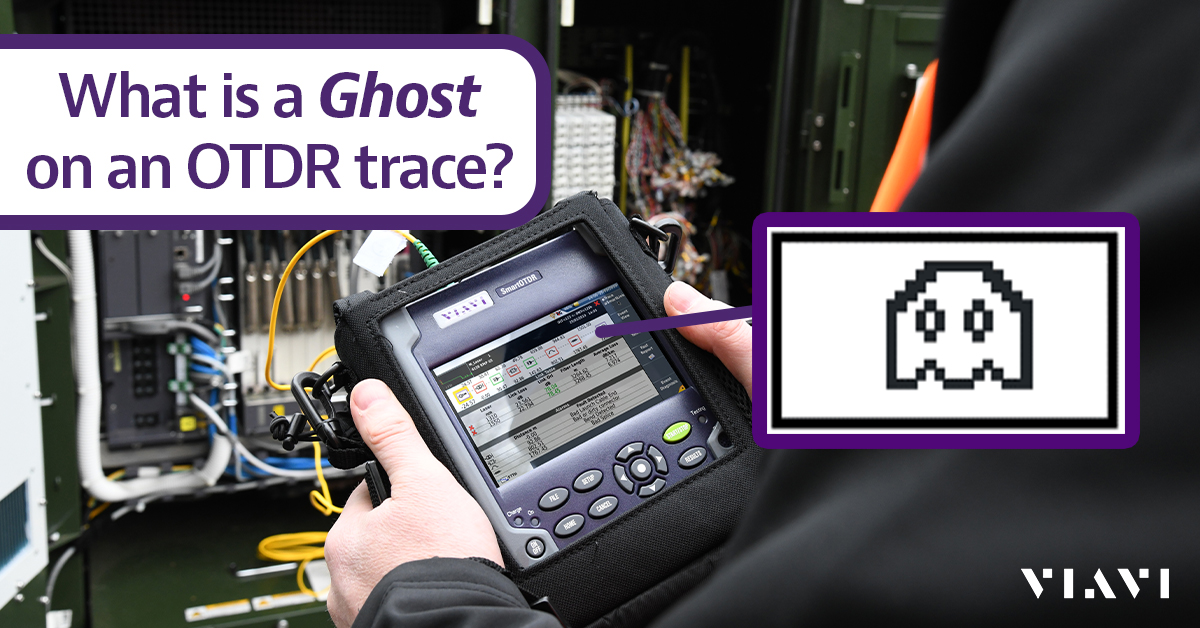 ViaviSolutions's tweet photo. #TechTip | The spookiest incident for #TowerTechs: an #OTDR ghost! This unexpected event results from a strong reflection causing 'echoes' on the trace. Though it can be difficult to detect, ghosts are often seen after the fiber end. More #FiberOptic tips: https://t.co/zvvEOZagqJ https://t.co/D9oTAJLlmE