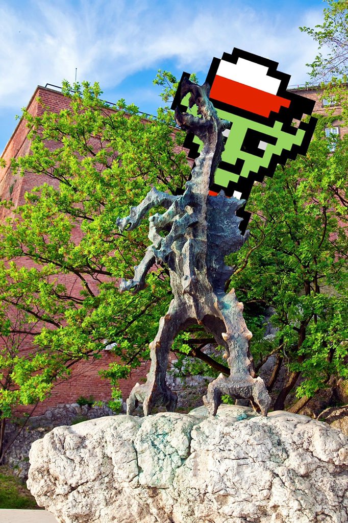 Inter_Aliens's tweet photo. Hello #Plali! #Plali has just arrived in Poland 🇵🇱 and has already befriended the famous dragon, ‘Smok Wawelski’ 🔥 

#NFT #NFTGiveaway #Solana #SolanaNFTs #Giveaway #cryptocurrency https://t.co/Aw37pvwstU