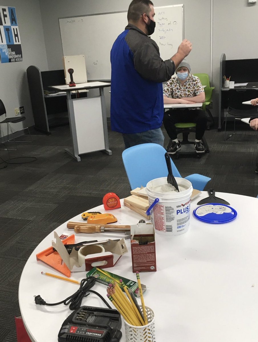 What didn’t school teach me that I wish I knew? Lesson #2 how to fix drywall! Today <a href="/WorAcademy/">Worthington Academy</a> students learned to repair simple nail holes as well as a full drywall patch! Lots of great questions and engagement!