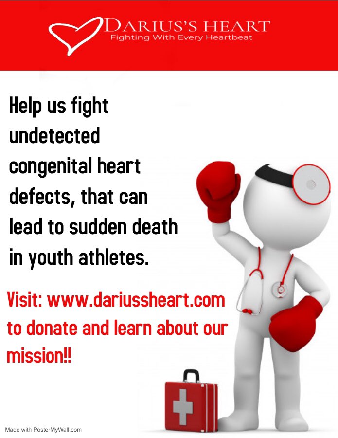 DariussHeart's tweet photo. 1 in 300 youth have an undetected heart defect. Visit our website to learn about our mission. #congenitalheartdefect #preventscd #HeartMonth #familyhistory #suddencardiacdeath #athlete #GetScreened #dariusminor #dariussheart ❤️💙 https://t.co/DpjkdqLILP