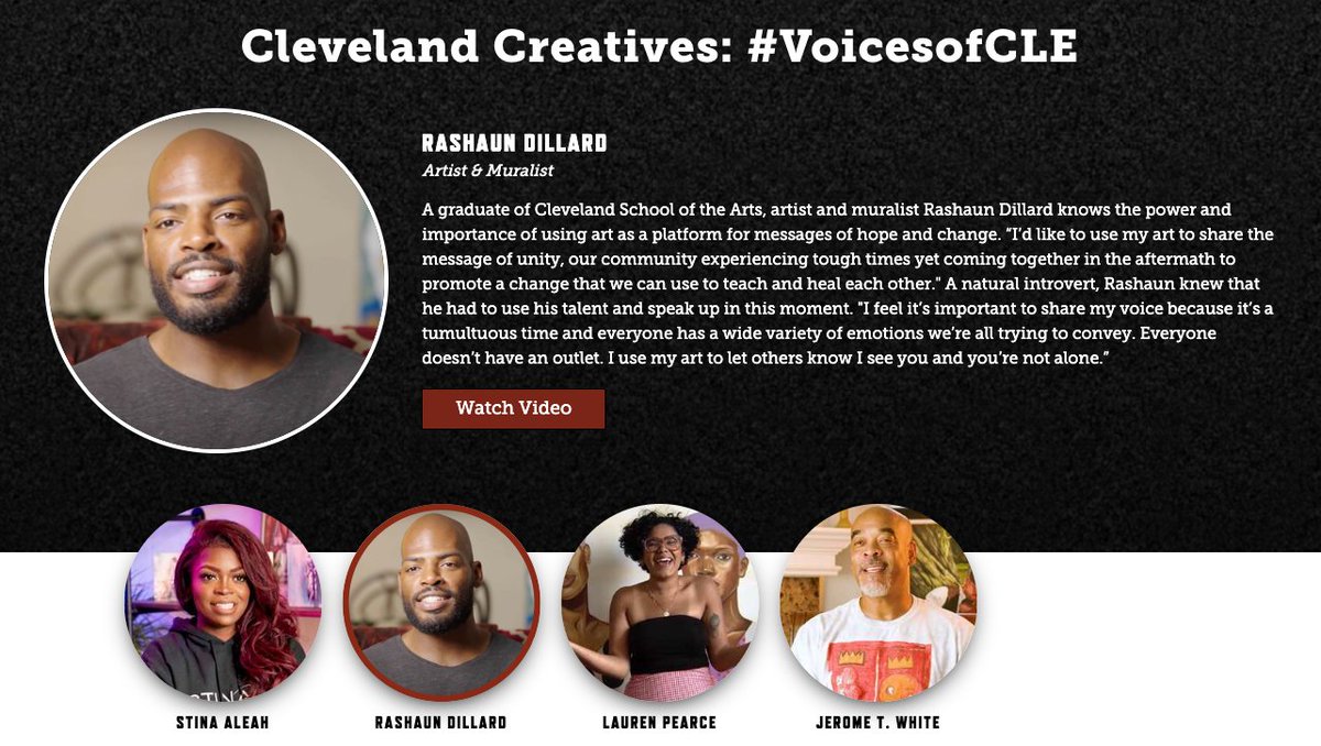 TheCLE's tweet image. Have you checked out our "Cleveland Creatives" YouTube series covering the #VoicesofCLE public art project? Watch and learn from these incredible, local artists: bit.ly/VoicesofCLE_BHM. 

#thisiscle | @DowntownCLE