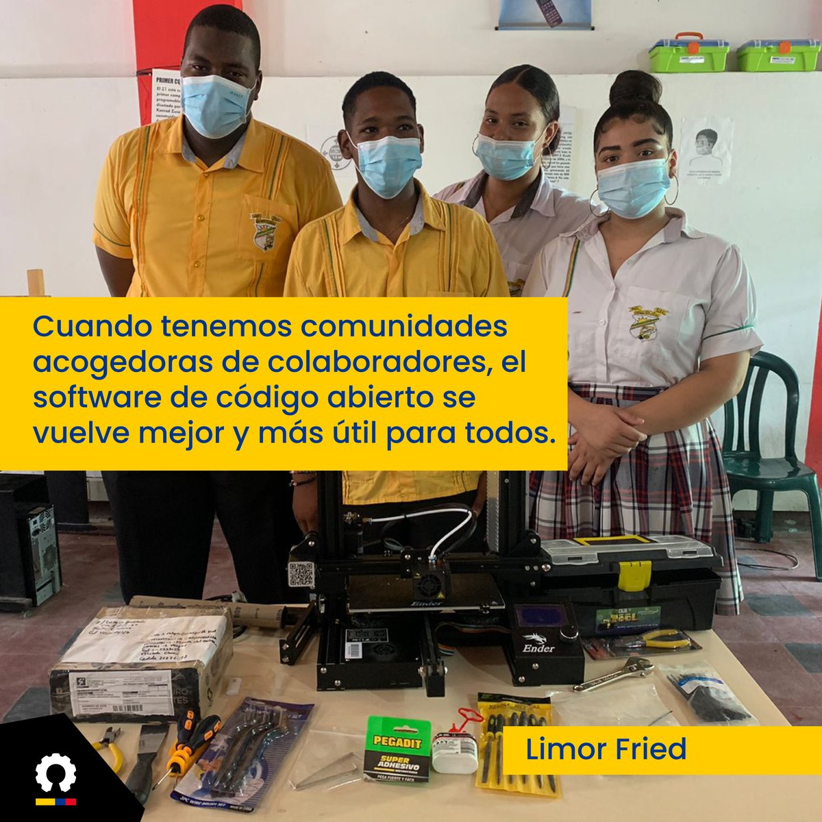 Esta frase de Limor Fried 👩🏼‍🔧, nos lleva a la acogida que ha tenido nuestro proyecto de Impresoras Viajeras 📦 en los colegios del departamento del Chocó a donde han llegado estas herramientas 🛠.

Como Movimiento Maker seguimos contrayendo país 🇨🇴.
.
.
.
#makers #Makerscolombia