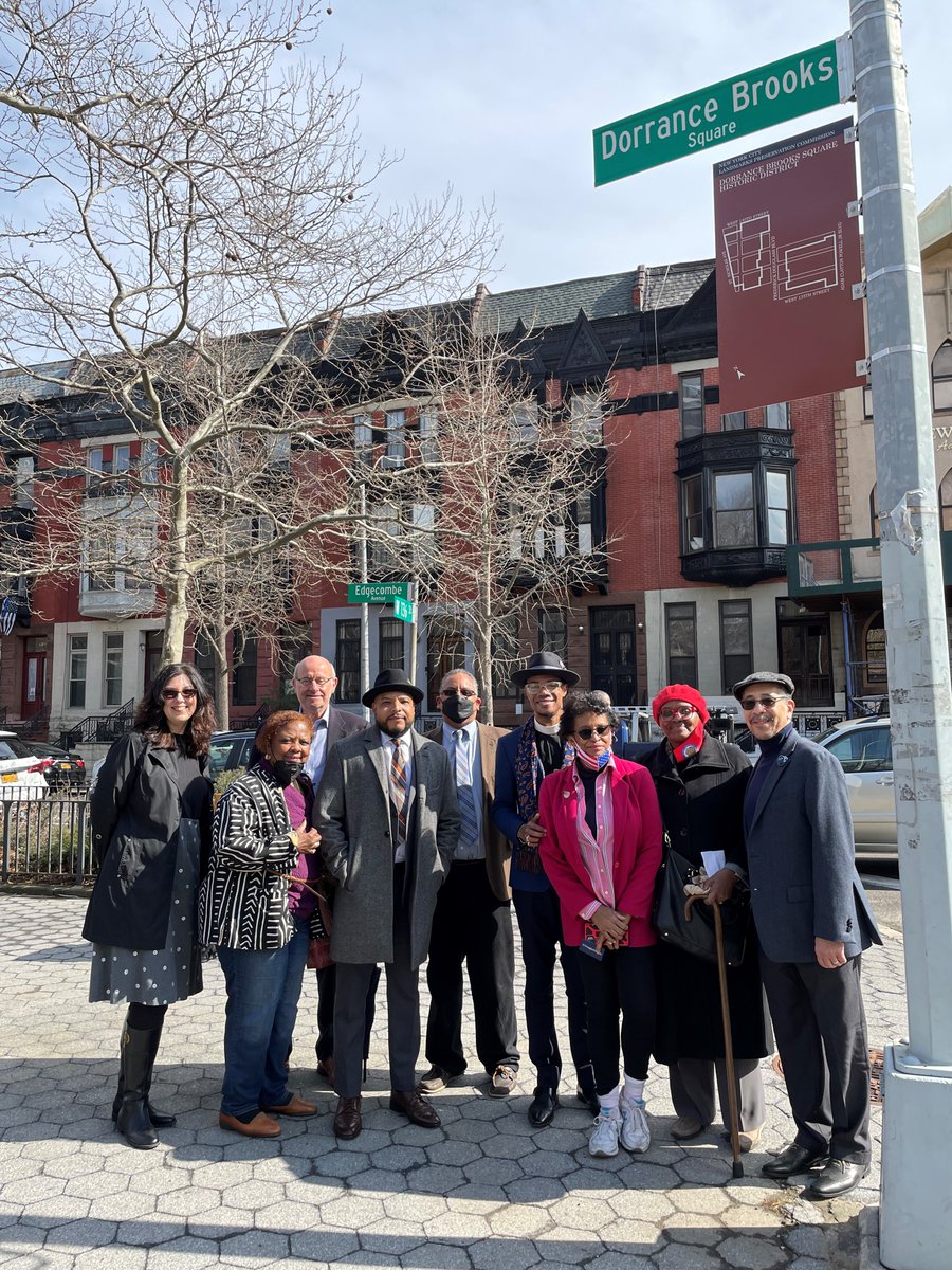 nyclandmarks's tweet photo. Today, we celebrated the 2021 designation of the Dorrance Brooks Square Historic District-the first named after an African American, WW1 hero Dorrance Brooks, with the unveiling of a historic district marker to promote and commemorate its importance. #BlackHistoryMonth https://t.co/7FVM67kKY3