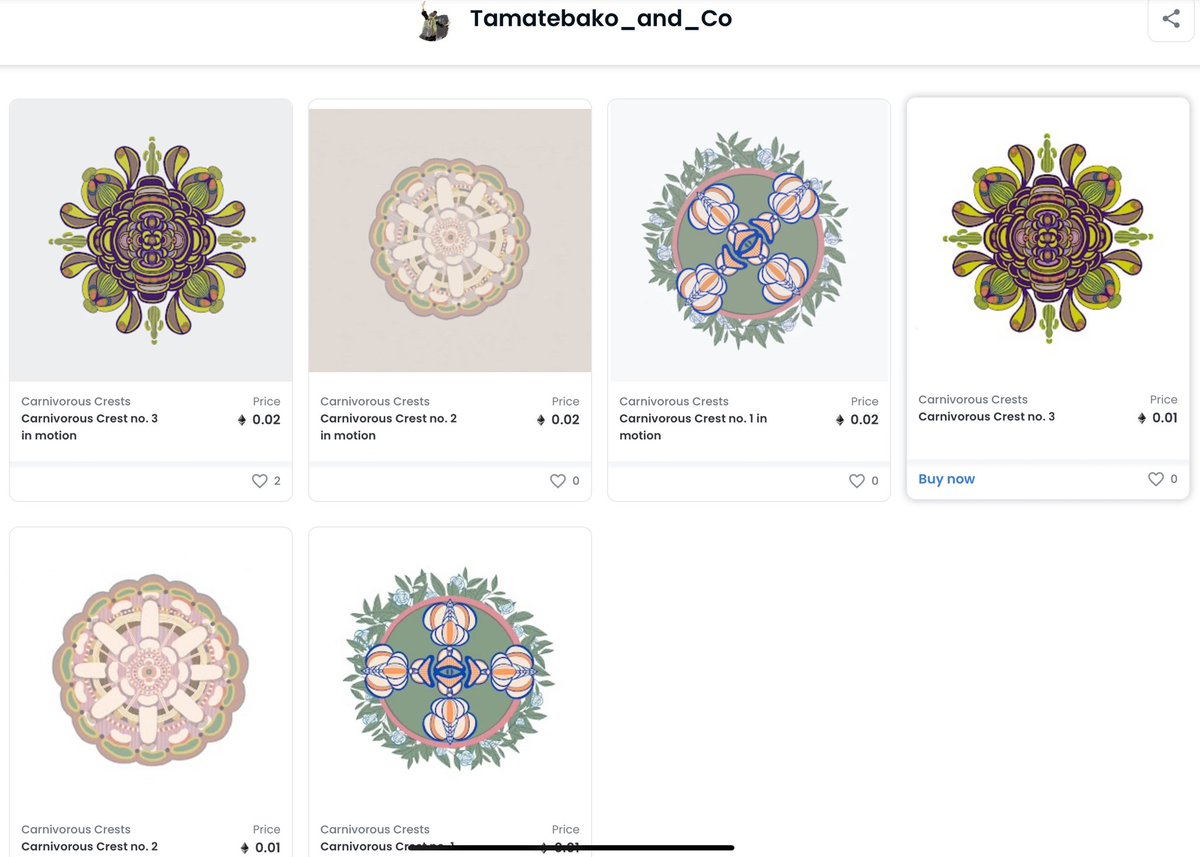 TamatebakoCo's tweet photo. Hello❤️Our very first collection, “Carnivorous Crest” series🏵(0.01 - 0.02 $ETH) now available on @opensea 🌟 Please check it out🙏❤️🌺 #nft #nftartist #performativenfts https://t.co/aB9IiRNu8U