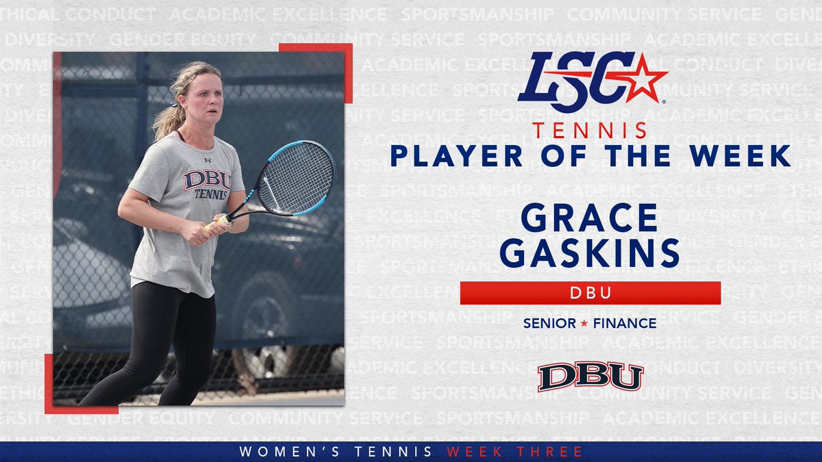 LoneStarConf's tweet photo. #LSCten Women's Player of the Week: @DBUAthletics Grace Gaskins

🔗 https://t.co/YZNgGScJ2W

#D2WTEN https://t.co/aKLz7lOjIQ