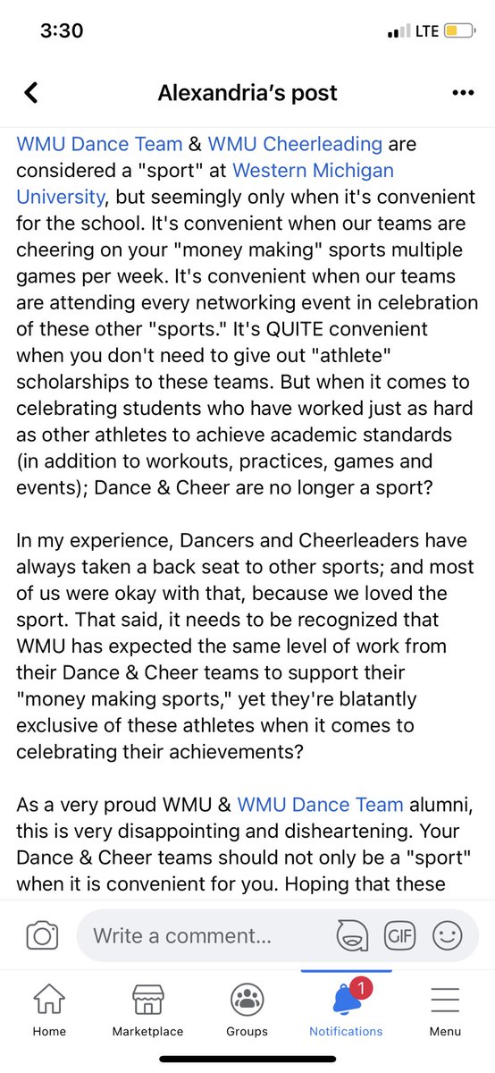 AlexStackk's tweet photo. @danbart3 @mayamae95 @s_renee18 @SaveWMU @danbart3, appreciate the acknowledgement of oversight. That said, you denoting that you appreciate all dance, cheer &amp; band do for athletics IS THE problem. They ARE athletics. Remember these teams give just as much &amp; get much less in return. Give back to them where you can. 😊 https://t.co/7V7jHjTTUy