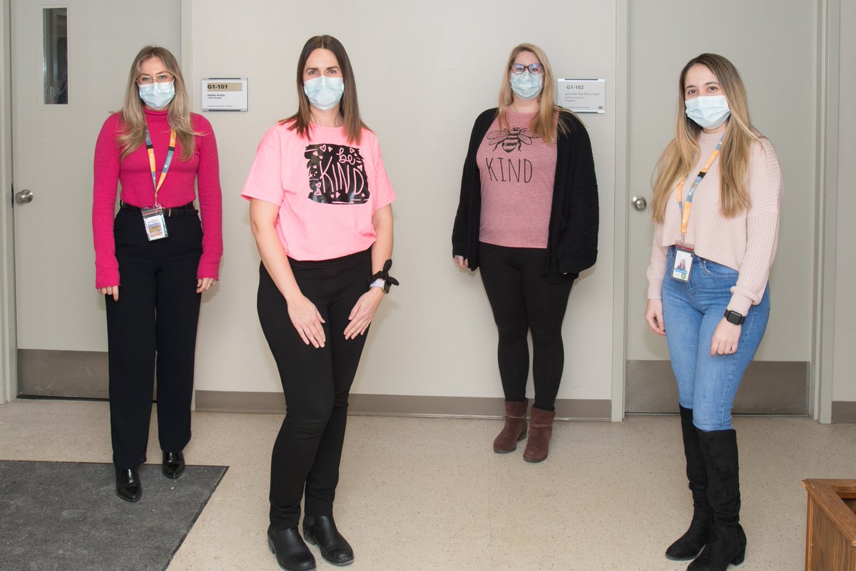 LHSCCanada's tweet photo. On #PinkShirtDay, staff and physicians at LHSC are standing up against bullying by wearing pink, and recognizing the need to create a more kind, inclusive world. Did you wear your pink today? https://t.co/FeapC5wRF6
