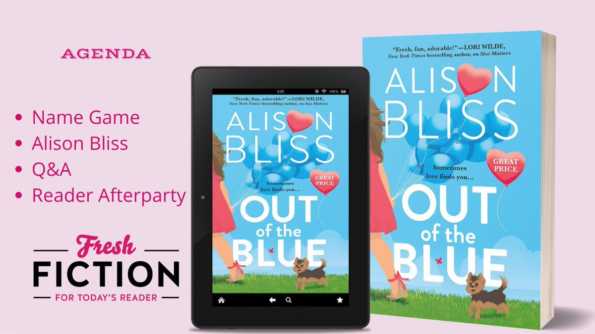 I'll be hanging out over at <a href="/FreshFiction/">FreshFiction</a> this evening to do a video book club chat about my latest release, Out of the Blue! Come and join in on the fun! I would love to see you there! 🥰 Click the link below for more details!

Register here:
eventbrite.com/e/video-book-c…
