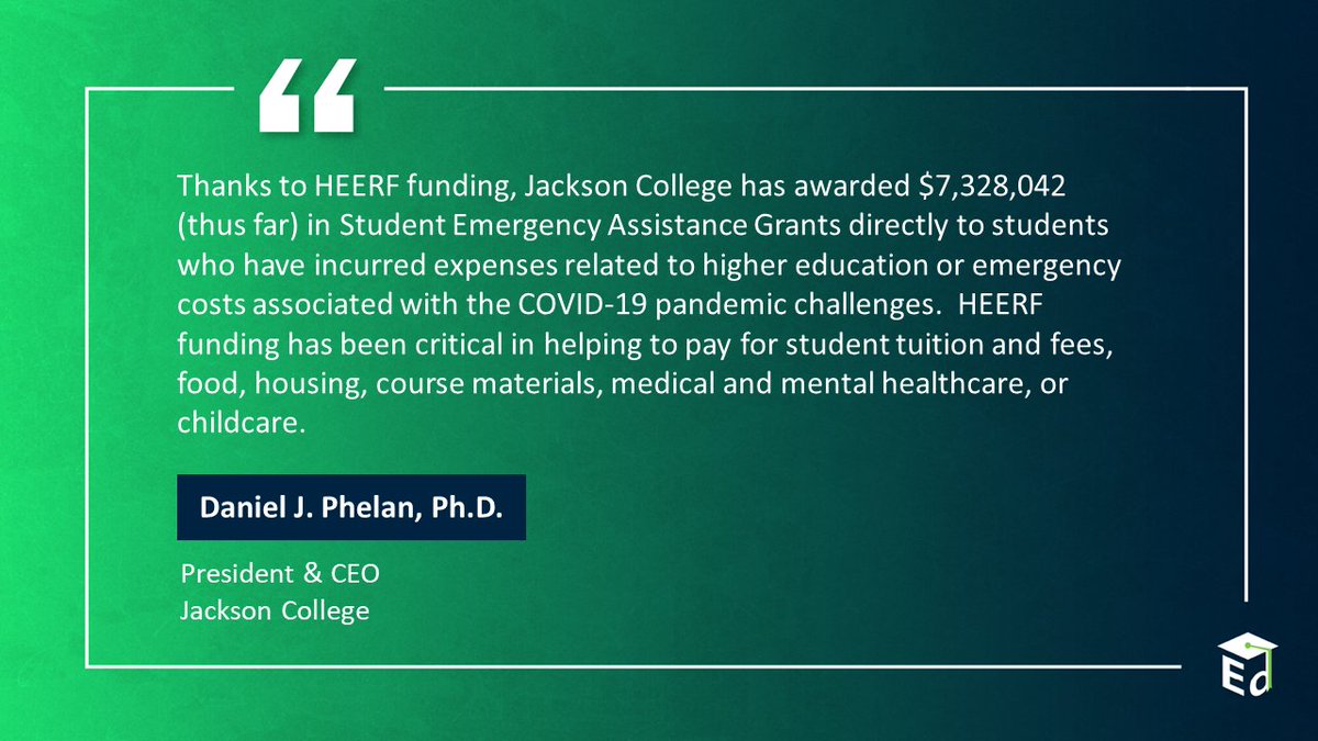 SecCardona's tweet photo. Addressing students’ needs is exactly what the American Rescue Plan &amp; other pandemic relief efforts are all about. Great work @JacksonCollege! https://t.co/WMWBsu0FDN