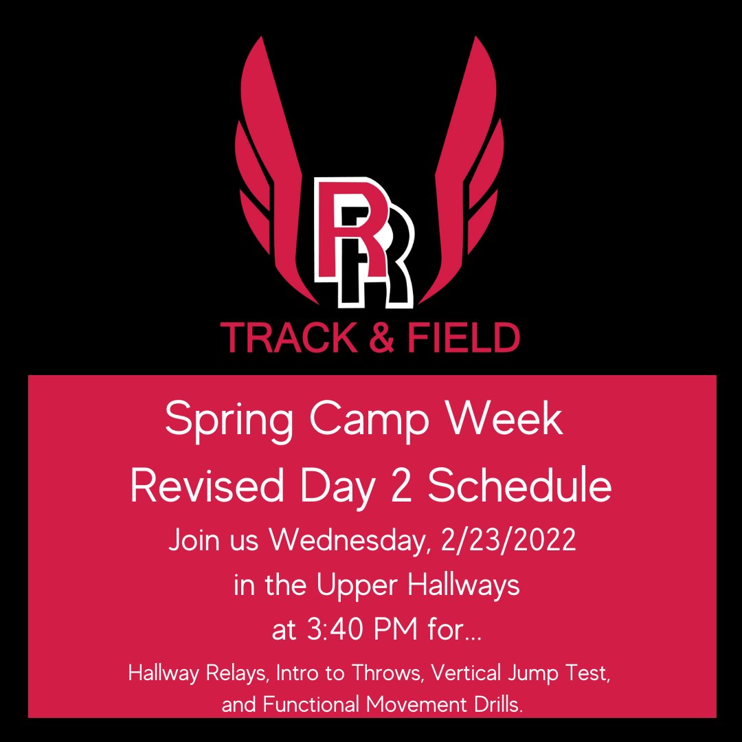 Yesterday was a great start to Spring Camp Week! Today we're back at it again. We'll be rotating through stations to test our ability at a variety of skills from our vertical jump to basic throwing form. Everyone at Rangeview is welcome to give it a shot. We hope to see you there