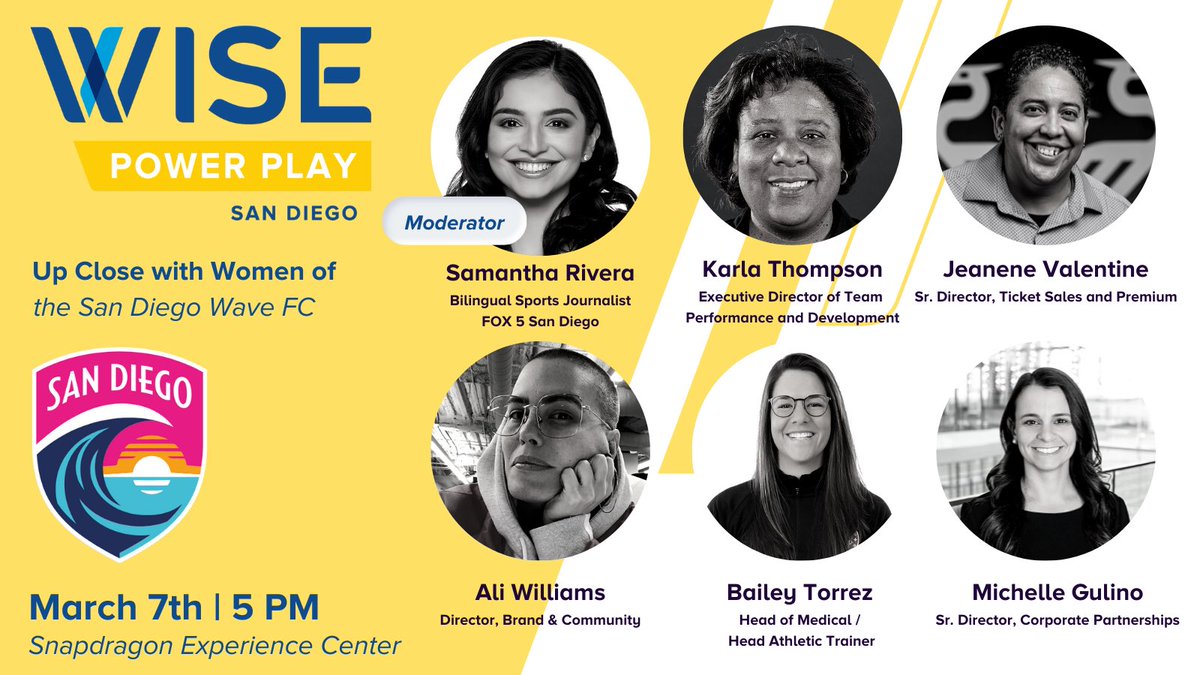 WISESanDiego's tweet image. We are excited to announce our lineup for speakers for Power Play Up Close with the Women of @sandiegowavefc! ⚽️🔥👏

Join us on March 7 to hear from this amazing panel of leaders.

Space is limited. 
Register: bit.ly/353FREH