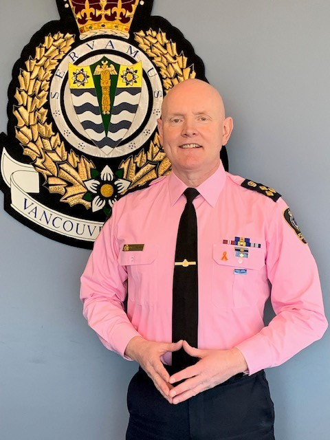 VancouverPD's tweet photo. 1 in 5 kids is affected by bullying. Let's make that 1 a 0. Join @ChiefPalmer and the #VPD by wearing pink to help stamp out bullying for good. #PinkShirtDay2022 #BeKind 
For more info visit: https://t.co/1hx1d7SgA2 https://t.co/rTsu3PpSn7
