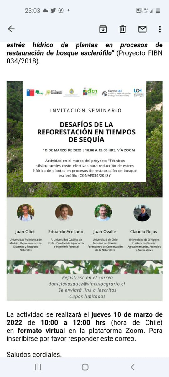 IMPERDIBLE!! Uno de los mas importantes desafíos de este siglo: como reforestar en tiempos de sequía 🌳🌳 con grandes expert@s. 👉🏼👉🏼 <a href="/Muni_Renca/">Municipalidad Renca</a> <a href="/cn_castro/">Claudio Castro Salas</a> <a href="/lab_ecourbanos/">Ecosistemas urbanos</a> <a href="/StgoCerrosIsla/">Fundación Cerros Isla</a>