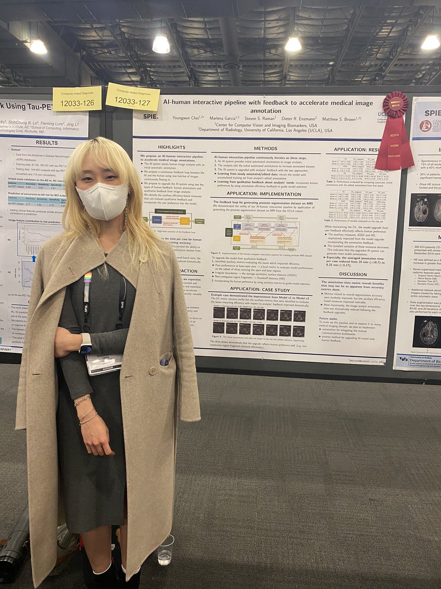 Extend a round of applause to Youngwon, one of our devs, for earning Honorable Mention for her #SPIEMedicalImaging poster!! 

Important work relating to accelerating generation of human annotation with an AI-human interactive pipeline, come say hi!