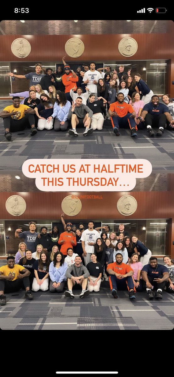 Make sure you guys stay in your seats at halftime of the <a href="/IlliniMBB/">Illinois Men's Basketball</a> game tomorrow night!! We have a special performance for you guys from <a href="/IlliniFootball/">Illinois Football</a> and the <a href="/UofI_Illinettes/">IllinettesDanceTeam</a> 🕺🏼🕺🏼

🔶🔷🔶🔷