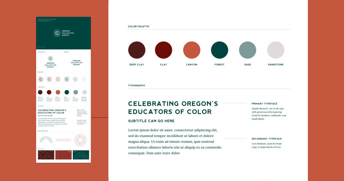 Oregon Collective Summit is an annual event that supports educators of color from around #Oregon and is sponsored by <a href="/meyermt/">Meyer Memorial Trust</a> and The Confluence Project. We created new #branding to express the radiance and energy of their mission. More @ smithandconnors.com/projects/orego…

#CreativeAgency