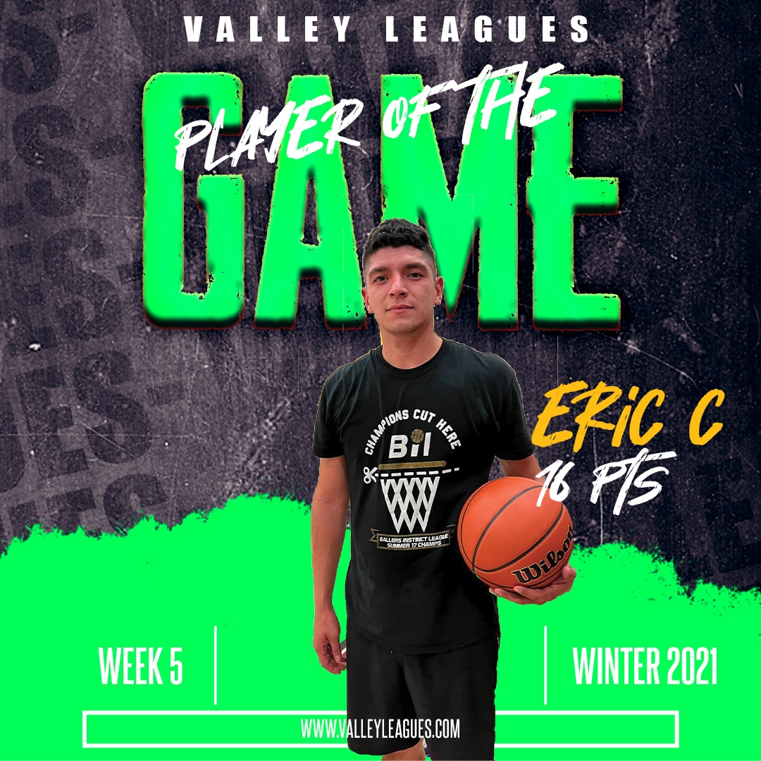 ValleyLeagues's tweet photo. Player -of the- Game

Player: Eric C
Team Name: Bench Warmers
Points: 18 Points

*** Division E - Winter 2021 ***

Want to join? visit our webpage for more info https://t.co/09HVilSrAS https://t.co/aKoU7FTsTO
