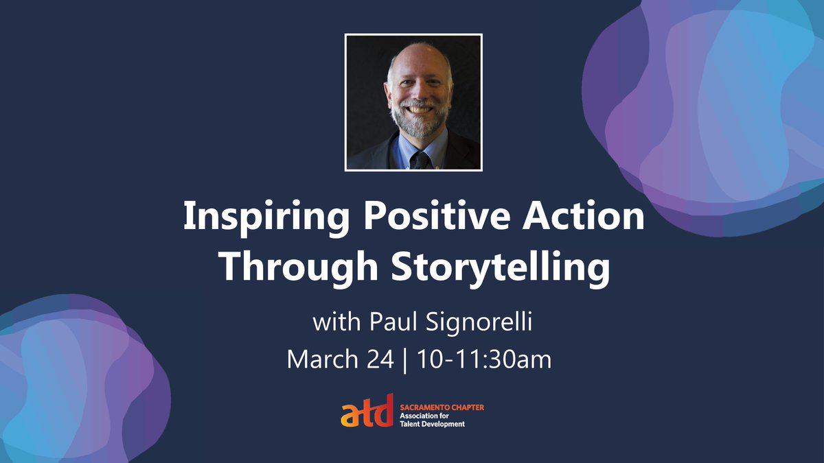 ATDSac's tweet image. Join us March 24th with Paul Signorelli for "Inspiring Positive Action Through Storytelling"! 

Learn more and register here: tdsac.org/event-4714303?…

#onlinelearning #storytelling #learninganddevelopment