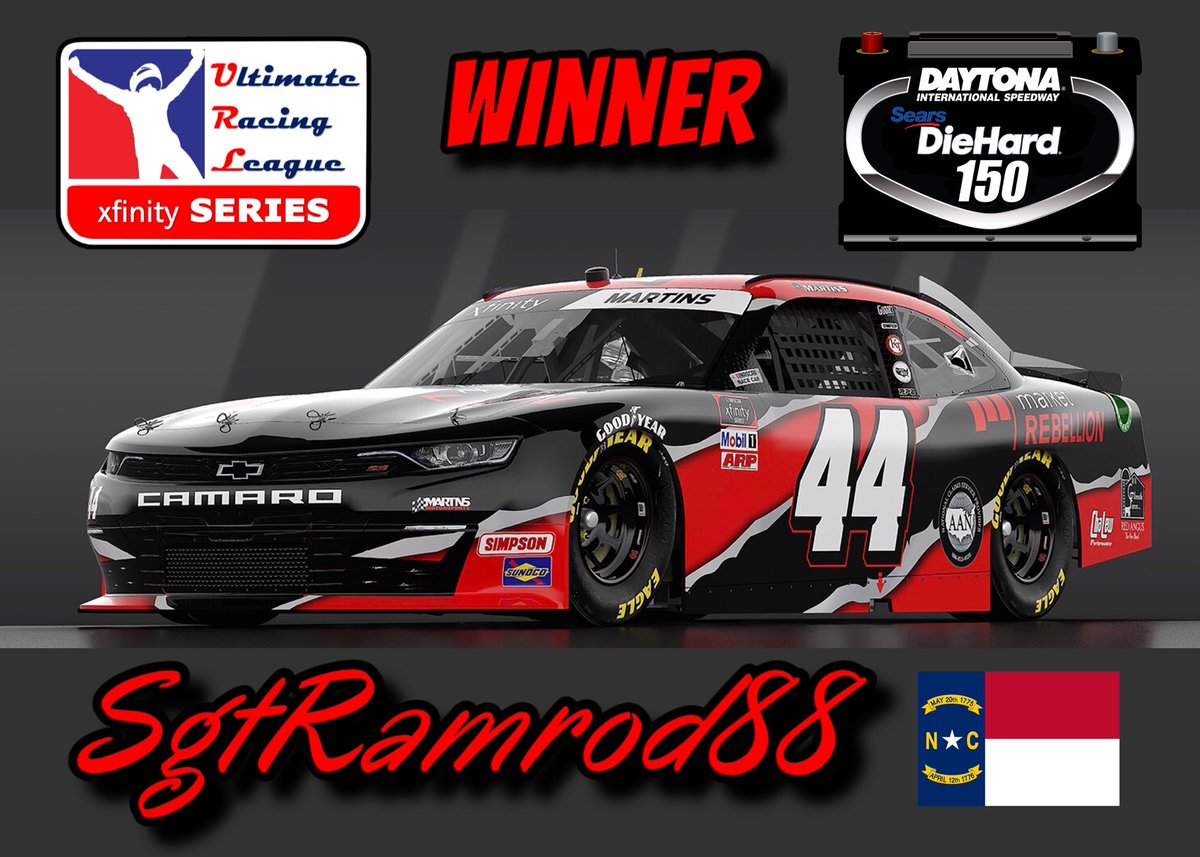 SgtRamrod88's tweet photo. #Team44 #RamrodMotorsports had an awesome race Tuesday night at virtual @DAYTONA. After a late race charge, we were able to get our very first super speedway win. Check out https://t.co/po4jdKkf6K for all the action. #URLxfinityseries https://t.co/ZM4qepgOqx