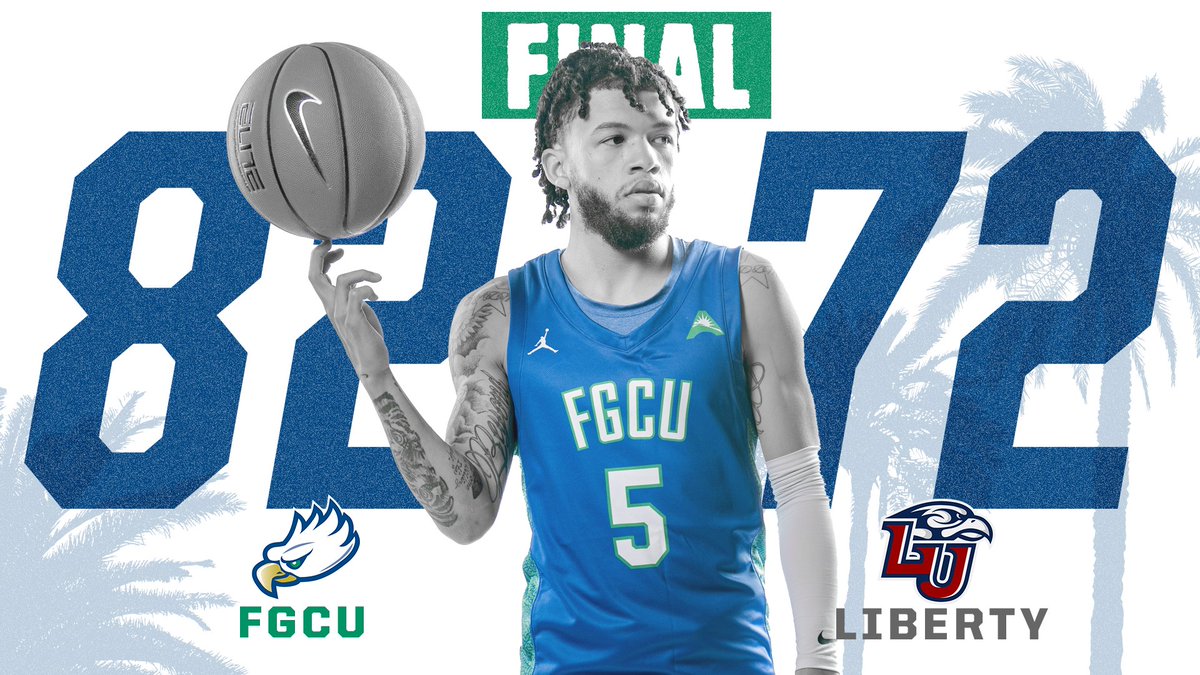 FGCU WINS!!!!! Program record 43 points for @nolimitTDM_11 as the Eagles pick up their first-ever win over Liberty! #WingsUp 🦅🌴🏀 | #DunkCity