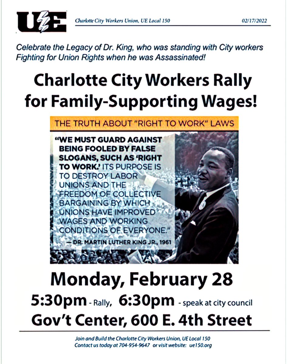 SJC_Clt's tweet photo. We are asking the Charlotte Community to Come Out &amp; Support the Charlotte City Workers that keep the Queen City beautiful, 
But in most cases can’t afford to live here.
#LivingWage #CityWokers #Charlotte #charlottecityworkers #UE150 #organizingthesouth #WeRunThisCity https://t.co/QlStjyErOv