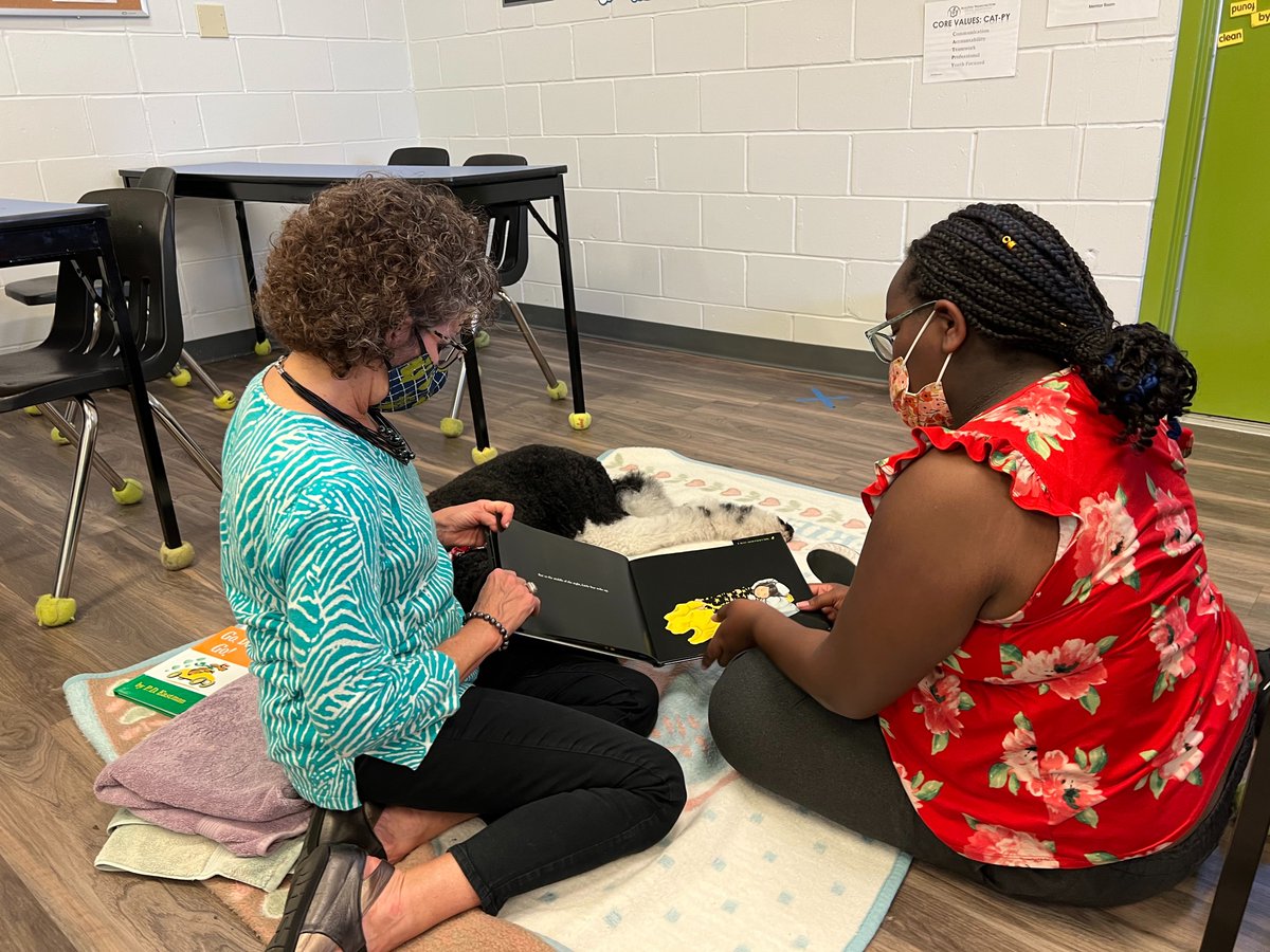 MWYF students absolutely love reading with Ms. Peggy her furry friend Louey! Their presence brings confidence to even the most anxious readers.